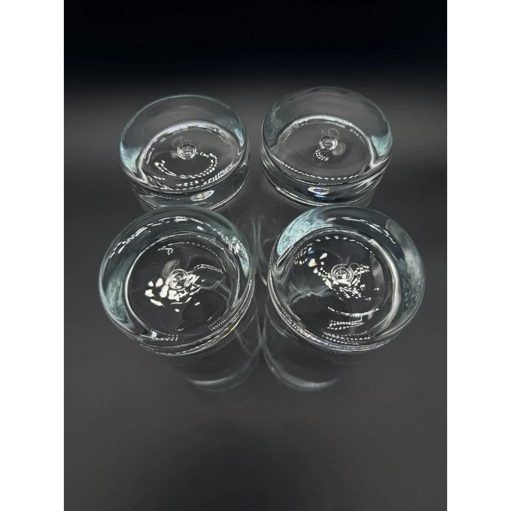 VTG Pasabahce Heavy Base 20oz Highball Glasses Set of 4 Clear Bubble Tumblers